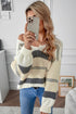 V-Neck Knitted Lantern Sleeve Pullover Sweater